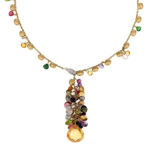 MARCO BICEGO PARADISE DIAMOND MULTICOLOR GEMS 18K YELLOW GOLD NECKLACE (1 of 1)