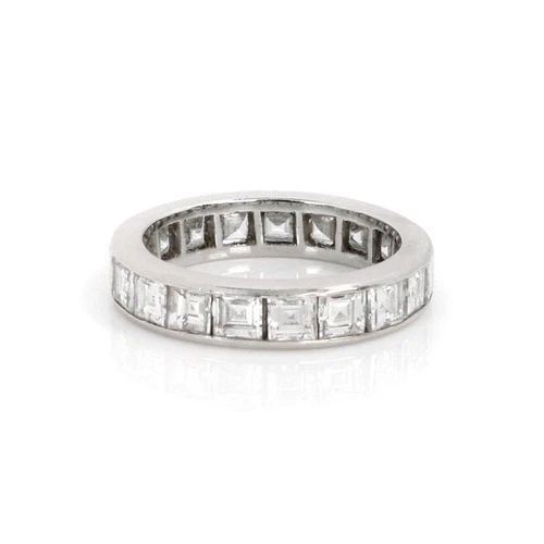 PLATINUM 3.60CT SQUARE CUT DIAMOND FULL CIRCLE ETERNITY BAND RING SIZE - 6 (1 of 1)