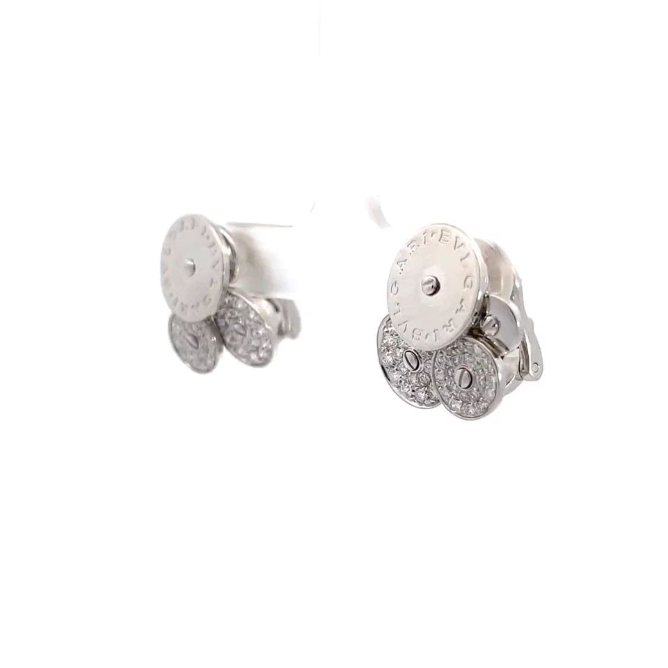 BVLGARI CICLADI DIAMOND 18K WHITE GOLD 3 DISCS HUGGIE EARRINGS (1 of 2)