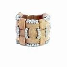 ROBERTO COIN GOLD WEAVE BAND 18K ROSE DIAMOND BASKET WIDE FLEX STYLE HEAVY 35GR: ROBERTO COIN GOLD WEAVE BAND 18K ROSE DIAMOND BASKET WIDE FLEX STYLE HEAVY 35GR This eye-catching authentic large ring is by Roberto Coin from the Basket Weave Collection, a stunning piece crafted in 