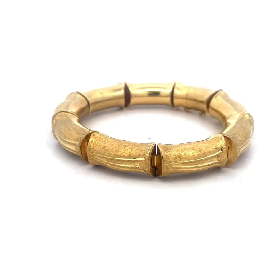 RUTH SATSKY GOLD BRACELET 18K YELLOW BAMBOO LINK STYLE VINTAGE (1 of 1)