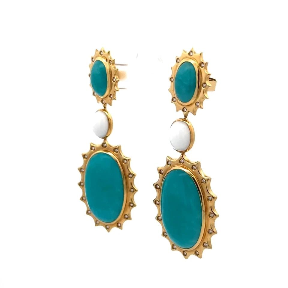 CARLA AMORIM DIAMOND & GEMSTONE 18K YELLOW GOLD DANGLE EARRINGS (1 of 2)