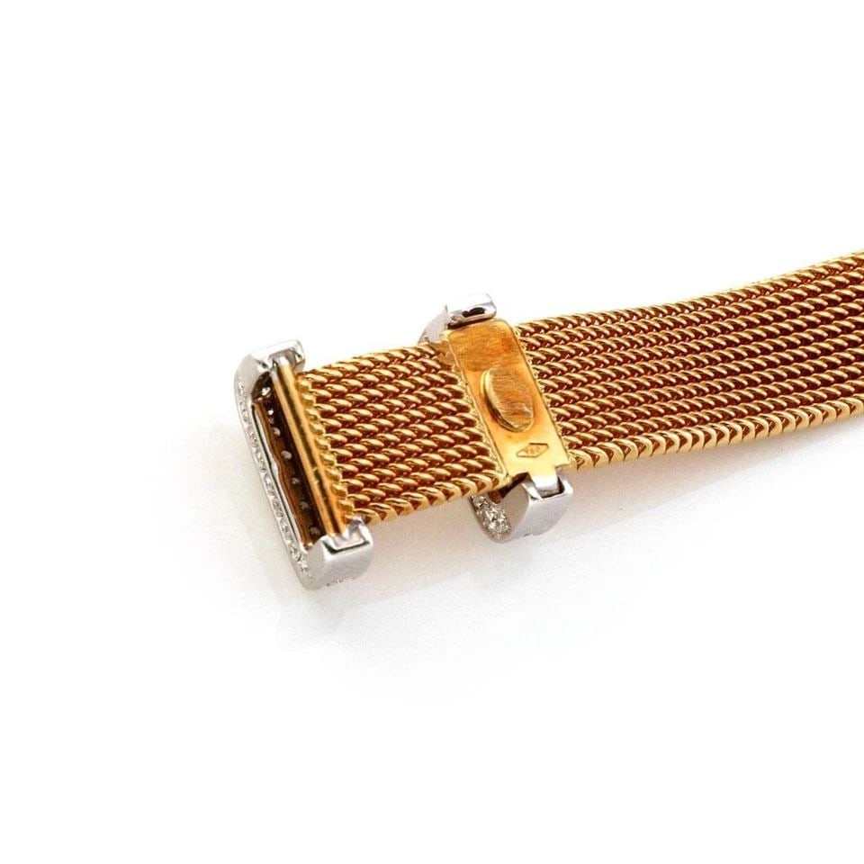 DIAMOND 18K GOLD 11MM WIDE MESH BELT BUCKLE BRACELET (1 of 1)