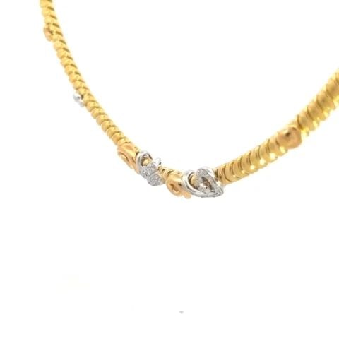 LA NOUVELLE BAGUE DIAMOND GOLD NECKLACE 18K TWO TONE SPIRAL FLEX STYLE: LA NOUVELLE BAGUE DIAMOND GOLD NECKLACE 18K TWO TONE SPIRAL FLEX STYLE This beautiful authentic necklace by by Nouvelle Bague, it is crafted from 18k yellow and white gold featuring a 6mm Tubogas styl