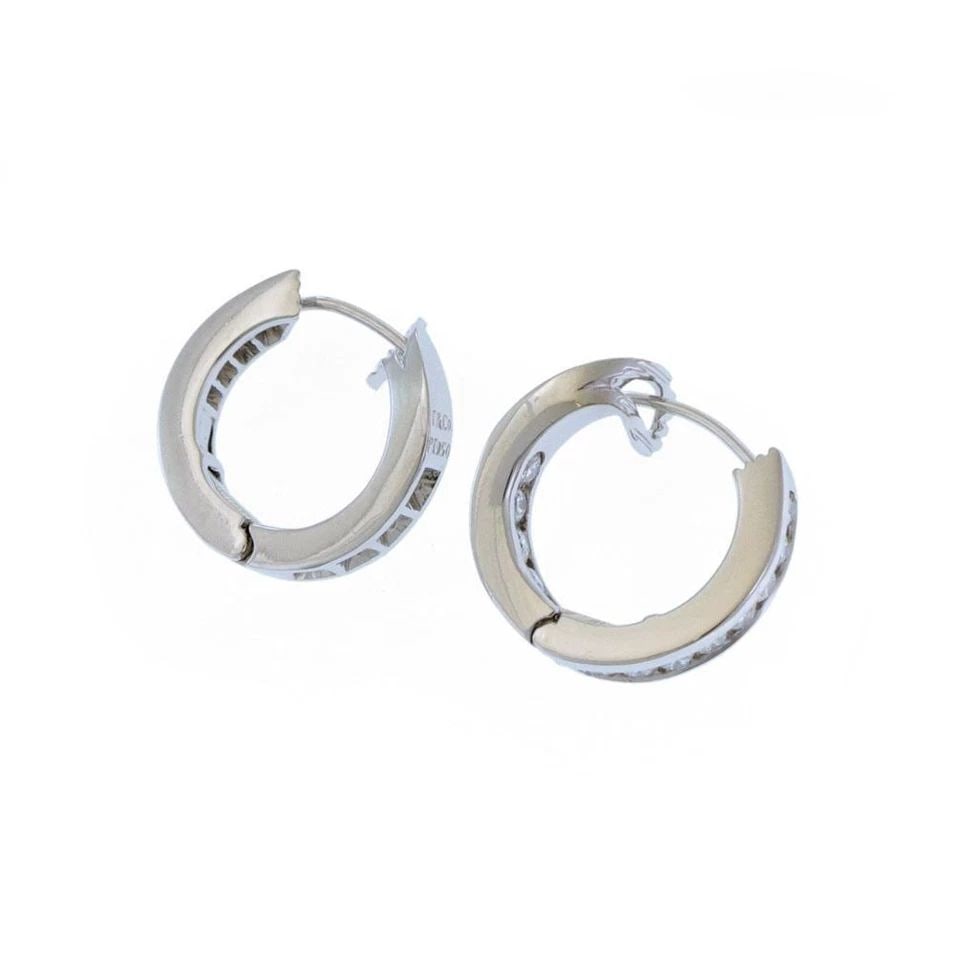 TIFFANY & CO. HOOPS 1CT DIAMONDS PLATINUM INSIDE OUT SMALL EARRINGS (1 of 2)