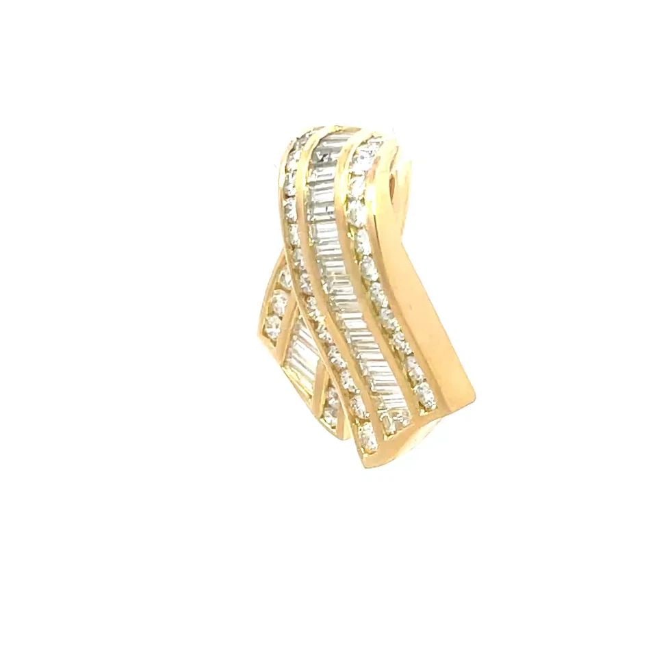 CHARLES KRYPELL GOLD DIAMOND PENDANT 18K YELLOW RIBBON LOOP STYLE (1 of 2)