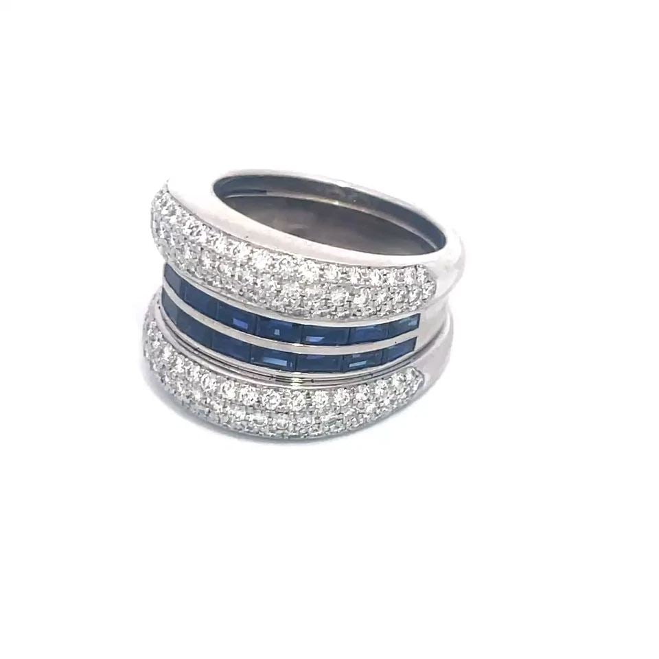 CHOPARD SAPPHIRE GOLD RING PAVE DIAMOND 3.80CT 18K WHITE WIDE BAND (1 of 2)