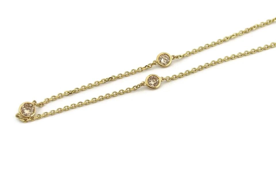 DIAMOND NECKLACE BY THE YARD 14K YELLOW GOLD BEZEL SET (1 of 1)