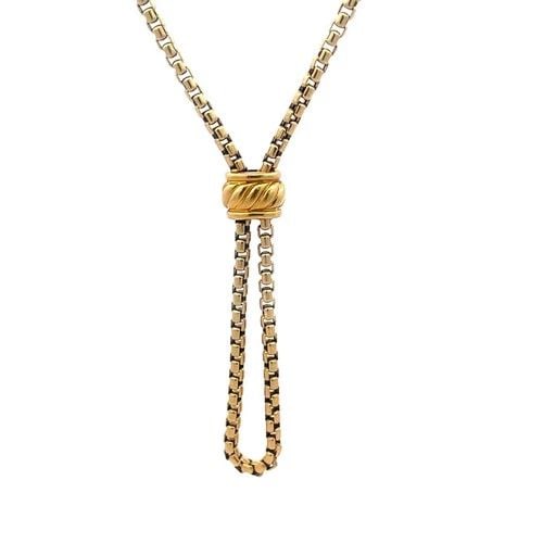DAVID YURMAN GOLD SLIDE NECKLACE 18K YELLOW ADJUSTABLE TASSEL BOX CHAIN (1 of 1)
