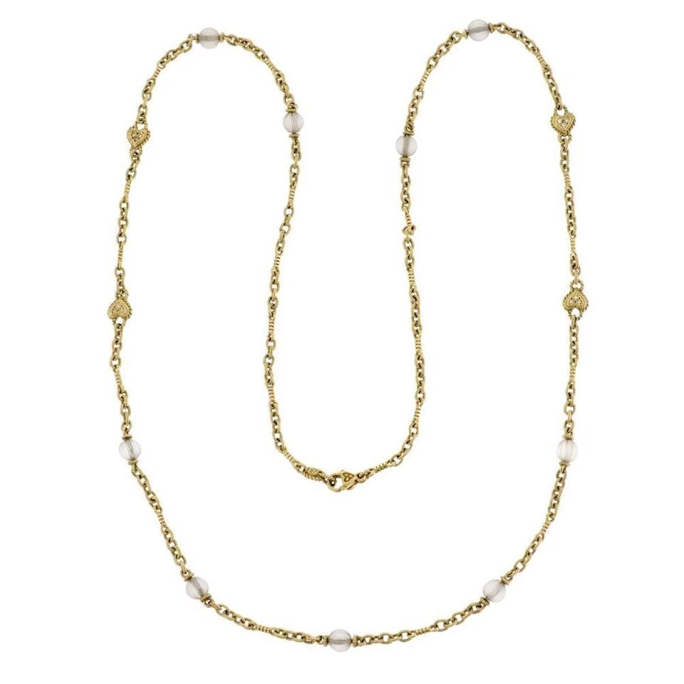 JUDITH RIPKA DIAMOND FROSTED GLASS BEAD MOTIFS 18K YELLOW GOLD NECKLACE (1 of 1)