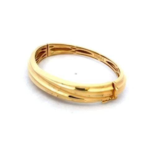 VIVARA 18K GOLD BANGLE OVAL HINGED BAND RIDGE STYLE BRAZIL (1 of 2)