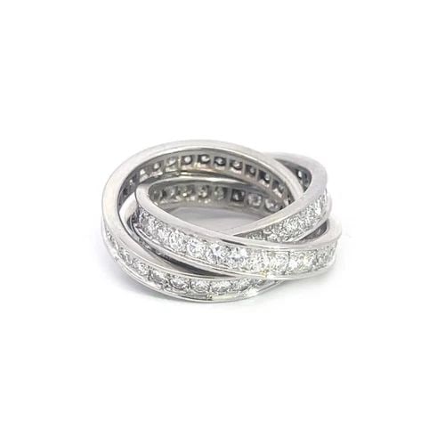 DIAMOND 3CT TRIPLE BAND RING PLATINUM INTERLACED 3.5MM BANDS SIZE4 (1 of 1)