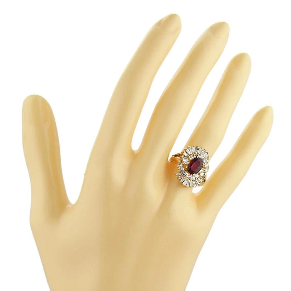 DIAMOND & RUBY GOLD RING 18K YELLOW 2.65CT BALLERINA STYLE SIZE 4.5 (1 of 2)