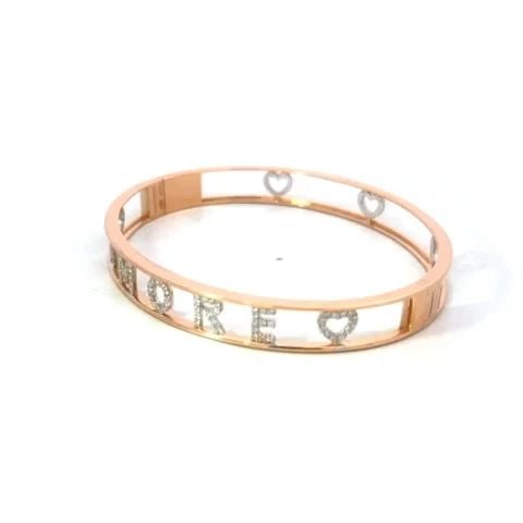 ORIANNE COLLINS DIAMOND GOLD KISS BANGLE 18K TWO TONE HINGED OPEN STYLE. LARGE (1 of 1)
