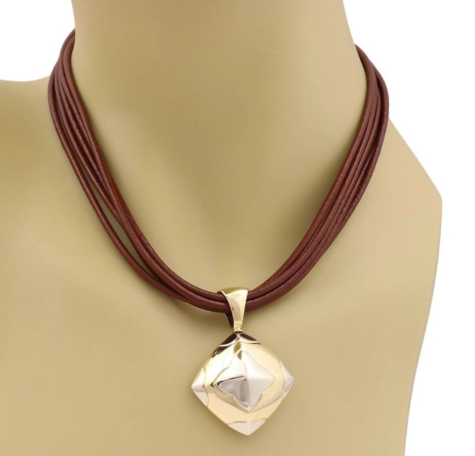 BVLGARI BULGARI PYRAMIDE 18K GOLD FLORAL PENDANT MULTI-CORD NECKLACE (1 of 1)