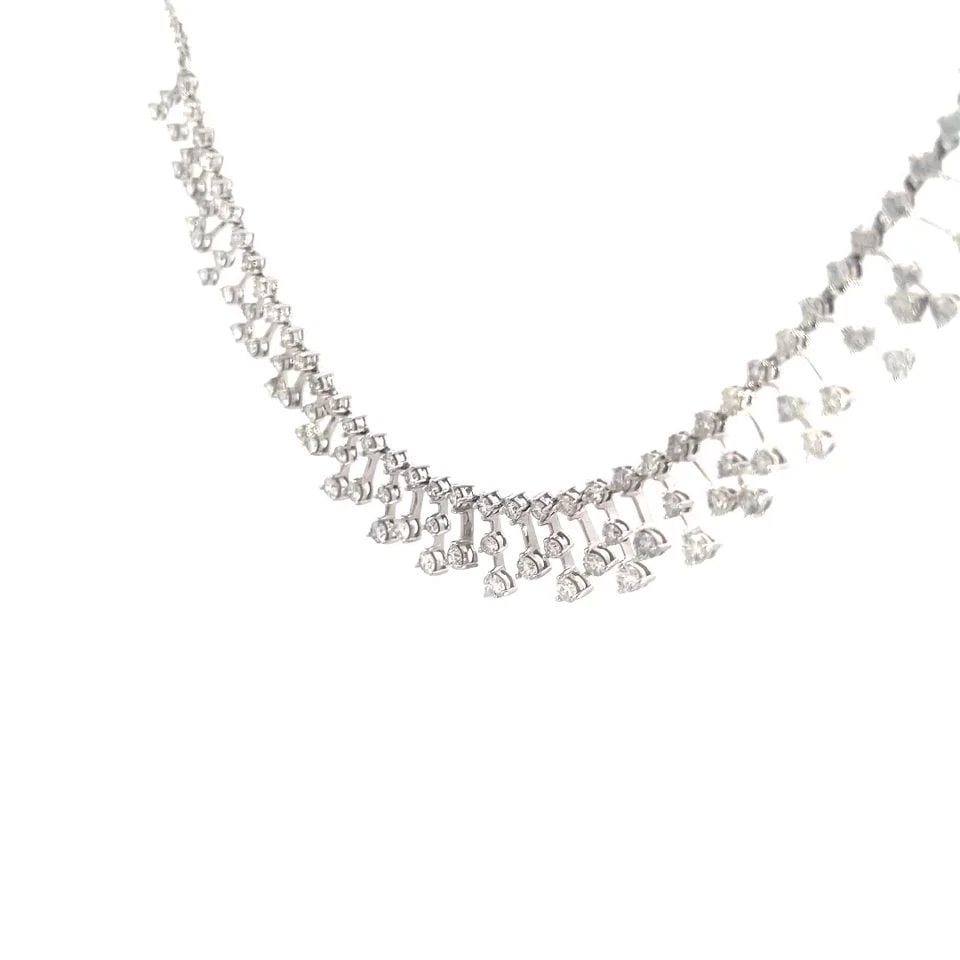 70289 DIAMOND GOLD CHOKER NECKLACE 3.5CT CASCADE 14K WHITE DOUBLE CHAIN (1 of 2)