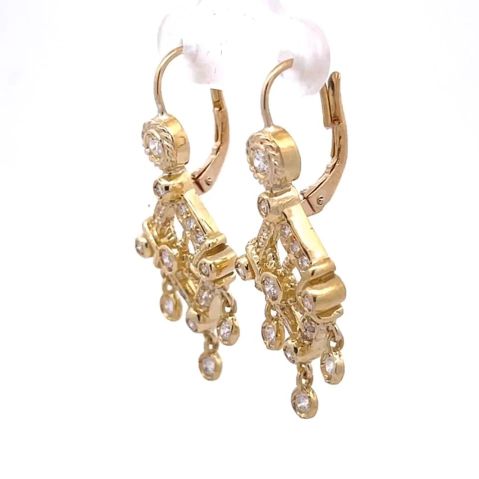 DORIS PANOS EARRINGS DIAMOND 18K YELLOW GOLD RHOMBUS CHANDELIER (1 of 1)