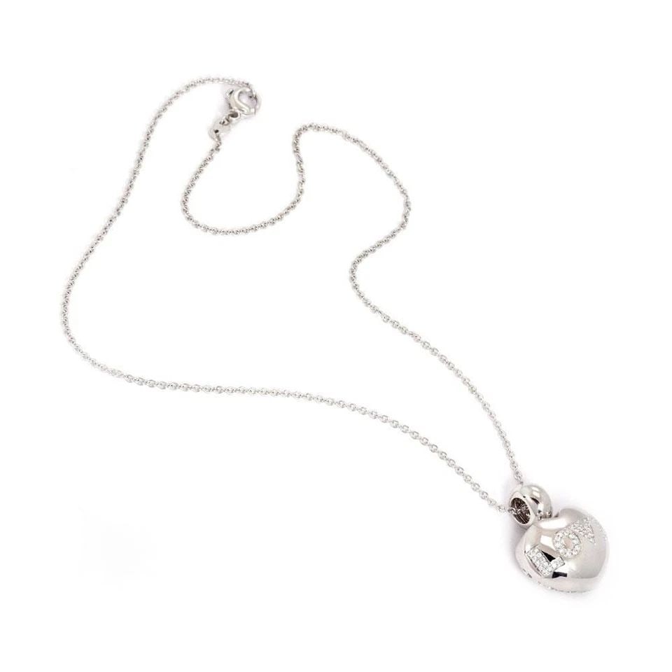 18K WHITE GOLD PONTE VECCHIO DIAMOND PUFFED HEART PENDANT & CHAIN (1 of 1)