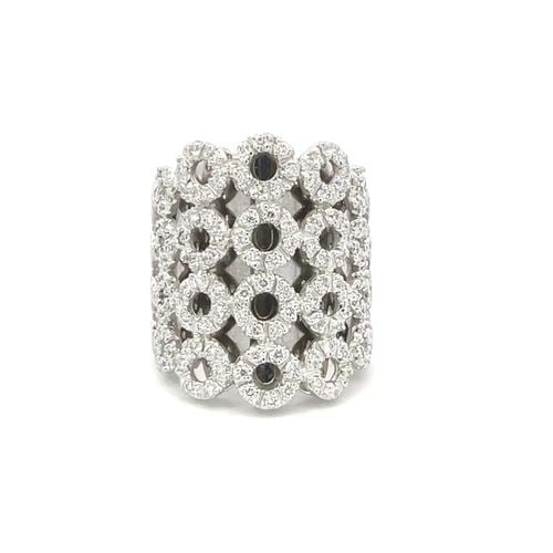 CARLA AMORIM 1.20CT DIAMOND 18K WHITE GOLD MULTI-CIRCLE LONG FINGER RING (1 of 1)