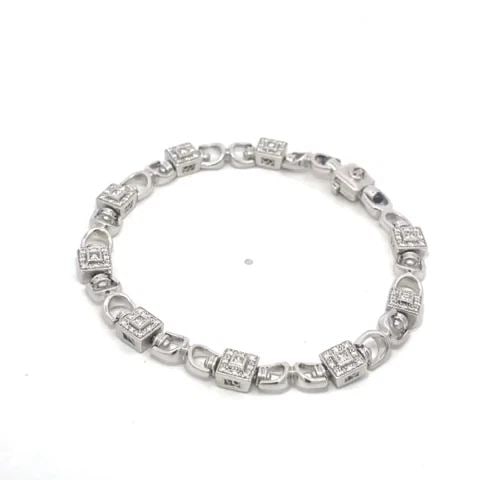CHARRIOL DIAMOND BRACELET 18K WHITE GOLD SQUARE LINK DESIGN (1 of 1)