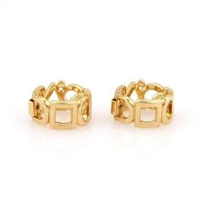 CHANEL GOLD HOOP EARRINGS MULTI SHAPE 18K YELLOW GOLD 10MM- NON PIERCED: CHANEL GOLD HOOP EARRINGS MULTI SHAPE 18K YELLOW GOLD 10MM- NON PIERCED These Chanel Gold Hoop Earrings are crafted with 18k yellow gold, making them a luxurious and high-quality accessory. The multi 