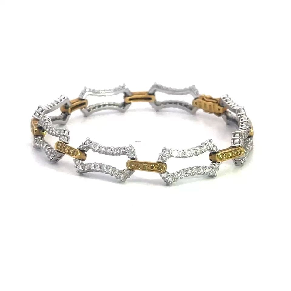 SEIDENGANG DIAMOND GOLD BRACELET 18K TWO TONE FANCY LINK (1 of 2)