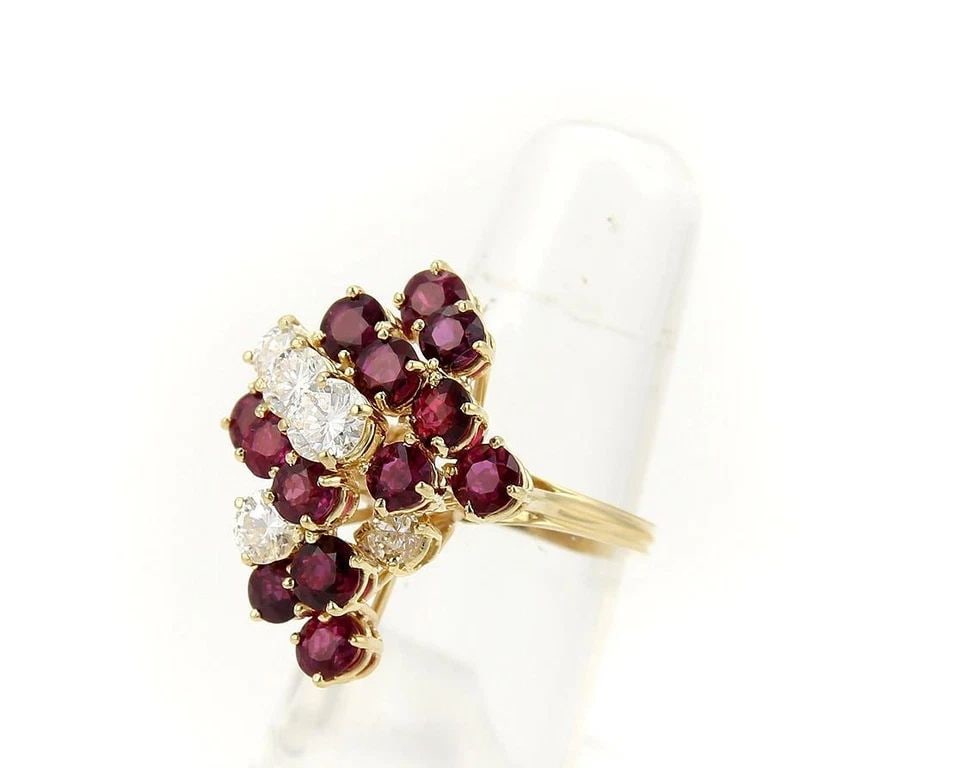DIAMONDS GEMSTONE GOLD RING 18K YELLOW COCKTAIL STYLE (1 of 2)