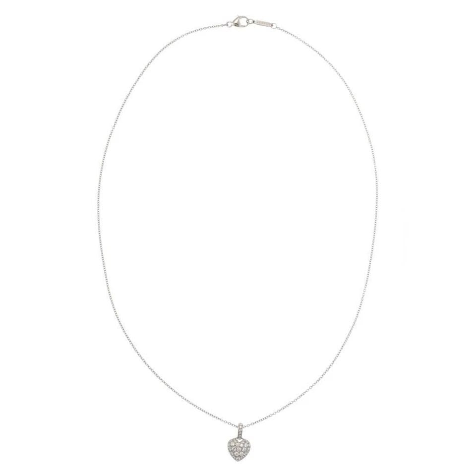 TIFFANY & CO. FRANCE PAVE DIAMOND PLATINUM HEART PENDANT & CHAIN 2003 (1 of 1)