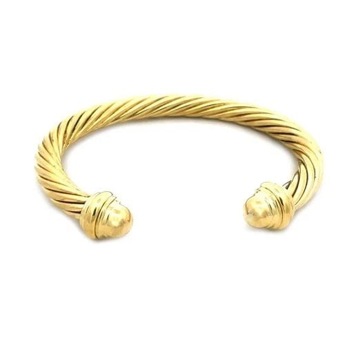 DAVID YURMAN GOLD CUFF BRACELET 18K YELLOW CABLE STYLE 7MM: DAVID YURMAN GOLD CUFF BRACELET 18K YELLOW CABLE STYLE 7MM The David Yurman Gold Bracelet is a luxurious piece of fine jewelry crafted from 18k yellow gold. This stylish cuff bracelet features the sig
