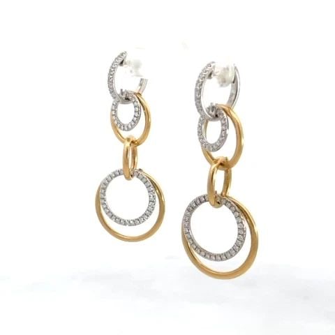 DIAMOND CHANGEABLE EARRINGS 18K DOUBLE STYLE GOLD HOOP LINKS DANGLE HIGH FASHION (1 of 2)
