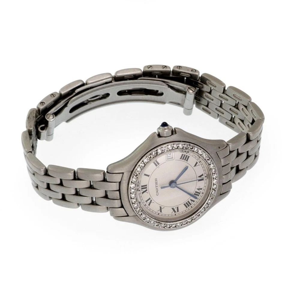 CARTIER WATCH PANTHERE COUGAR DIAMOND STAINLESS STEEL LADIES ROUND: CARTIER WATCH PANTHERE COUGAR DIAMOND STAINLESS STEEL LADIES ROUND The Cartier Panthère Cougar Diamond Stainless Steel Ladies Round watch is a luxurious timepiece designed for women. With a silver st