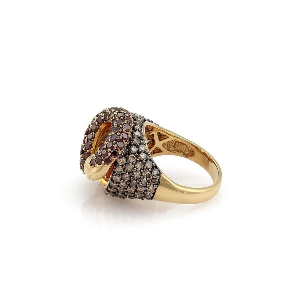 14K YELLOW GOLD 3.50CT CHAMPAGNE DIAMOND GARNET TOPAZ SNAKE RING: 14K YELLOW GOLD 3.50CT CHAMPAGNE DIAMOND GARNET TOPAZ SNAKE RING 14k Yellow Gold 3.50ct Champagne Diamond Garnet Topaz Snake Ring Description This ring is crafted from 14k yellow gold, it has champagn