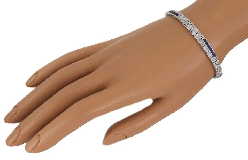 ART DECO STYLE DIAMOND 18K WHITE GOLD 5MM WIDE BRACELET (1 of 2)