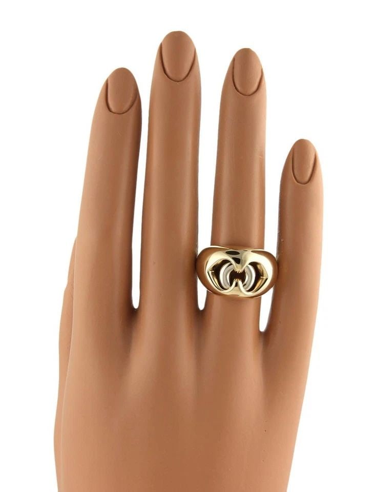 BVLGARI GOLD HEART RING 18K TWO TONE DUAL OPEN STYLE DOME SHAPE (1 of 2)