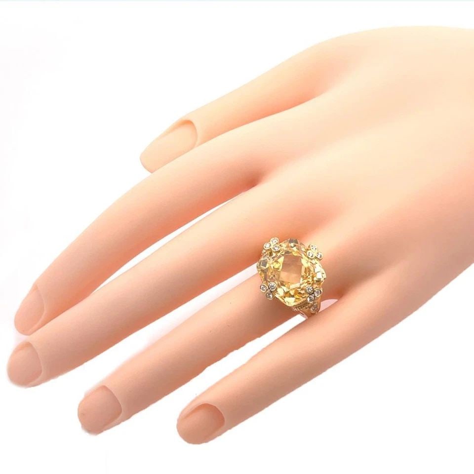 JUDITH RIPKA DIAMOND CANARY CRYSTAL 18K YELLOW GOLD COCKTAIL RING SIZE 5.25 (1 of 2)