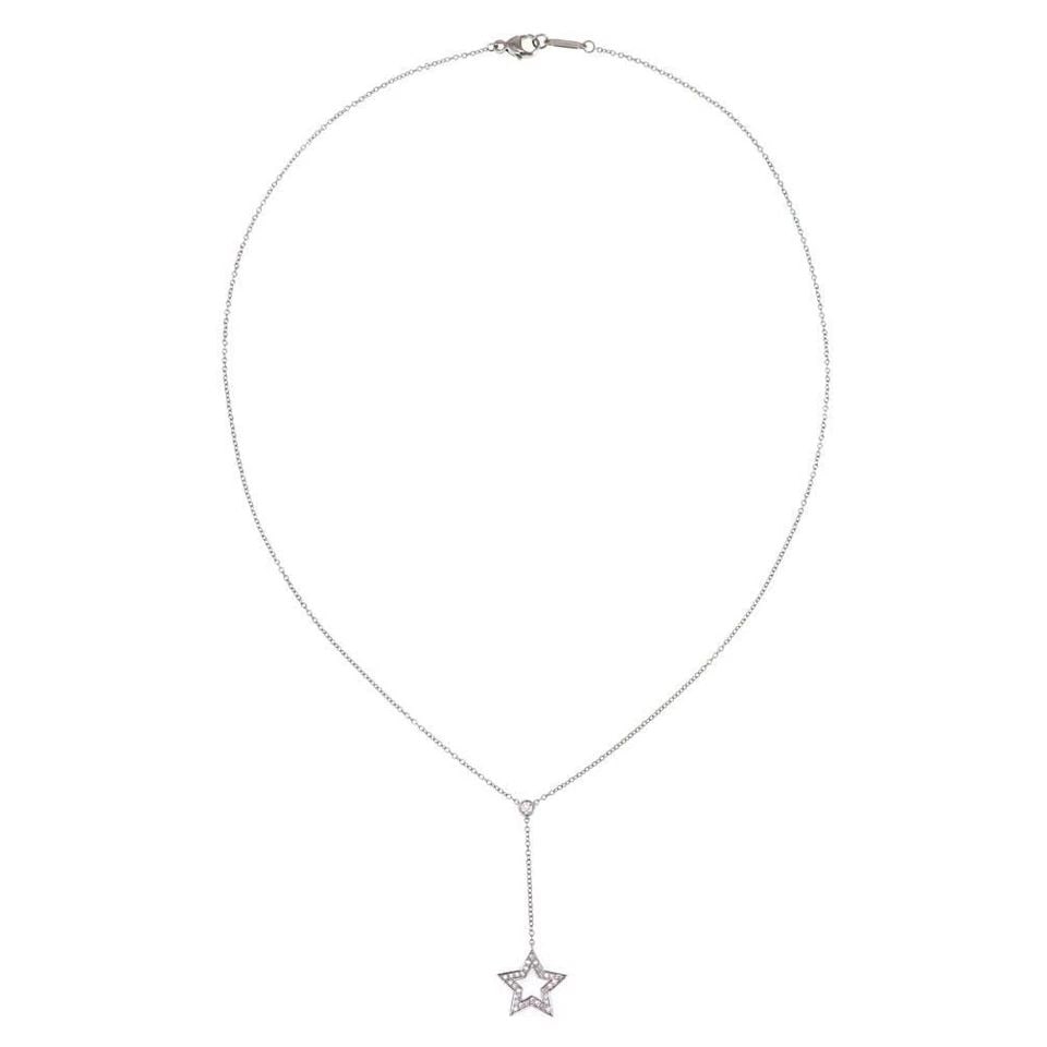 TIFFANY & CO. DIAMOND PLATINUM LARIAT STAR PENDANT & CHAIN (1 of 1)