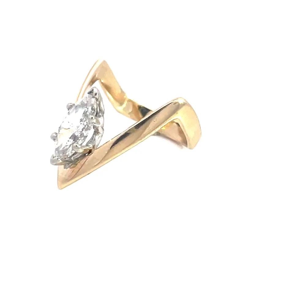 70612 DIAMOND MARQUISE 1.00CT GOLD RING 14K YELLOW V SHAPE SOLITAIRE STYLE (1 of 2)