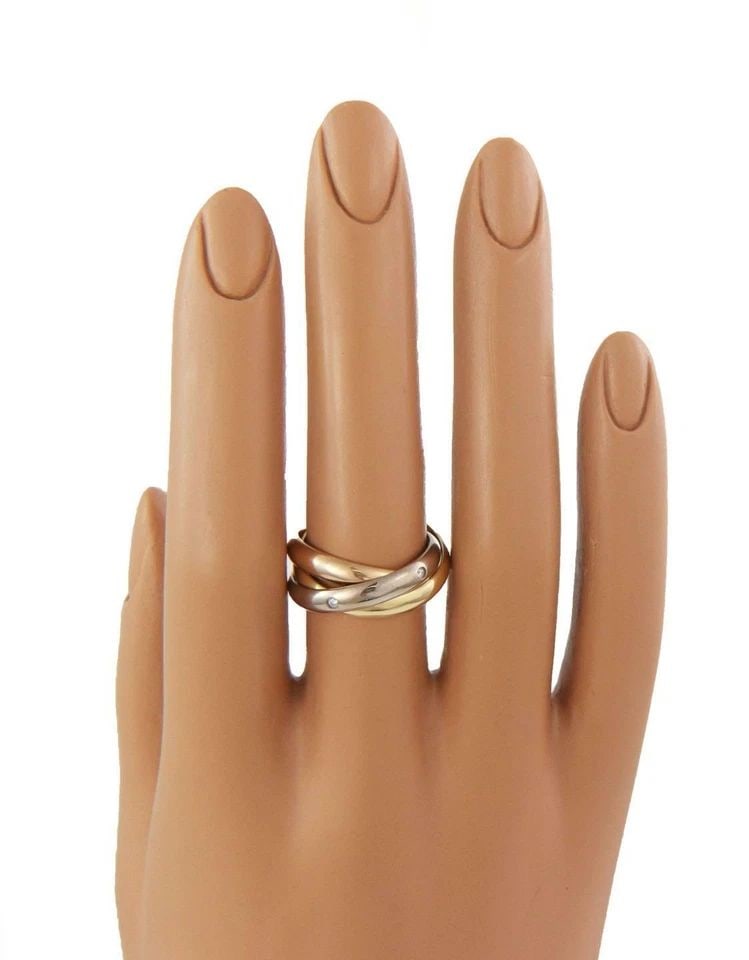 CARTIER TRINITY DIAMOND 18K GOLD 3.5MM 3 BAND RING SIZE 52 US-6 PAPER (1 of 2)