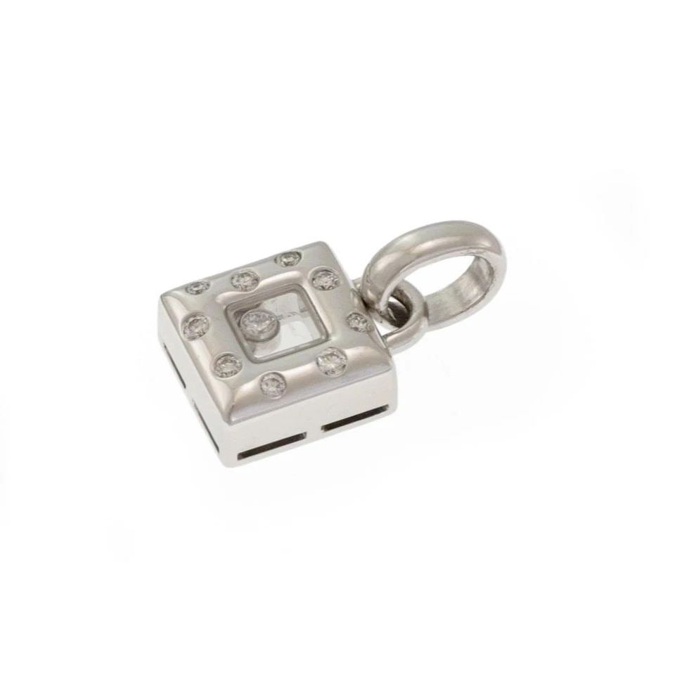 CHOPARD HAPPY DIAMOND 18K WHITE GOLD SQUARE PENDANT SWISS (1 of 2)