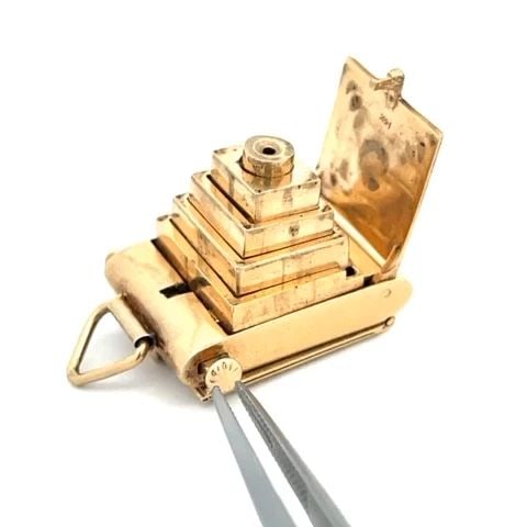GOLD CAMERA PENDANT 13K VINTAGE FOLDING PORTRAIT OF WOMAN (1 of 2)