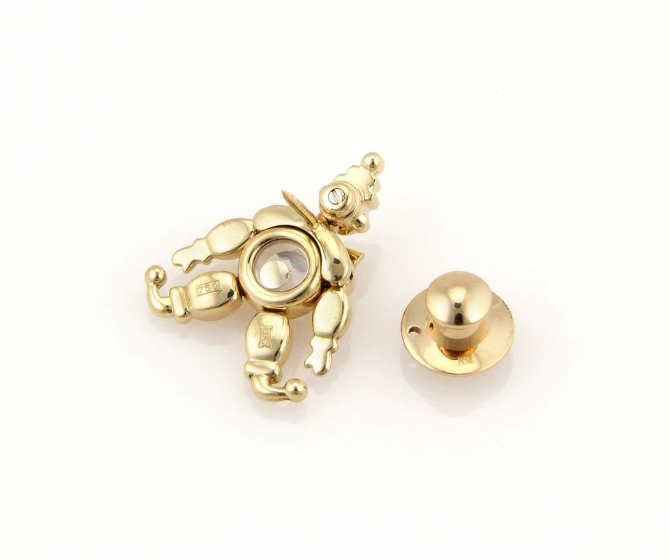 CHOPARD HAPPY DIAMOND GOLD PIN CLOWN 18K YELLOW MOVABLE TAG PIN (1 of 2)