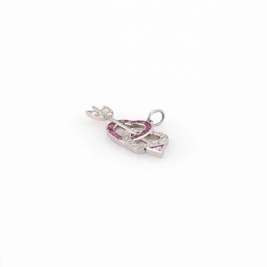TIFFANY & CO. HEARTS PENDANT DIAMOND SAPPHIRE PLATINUM ARROW STYLE (1 of 2)