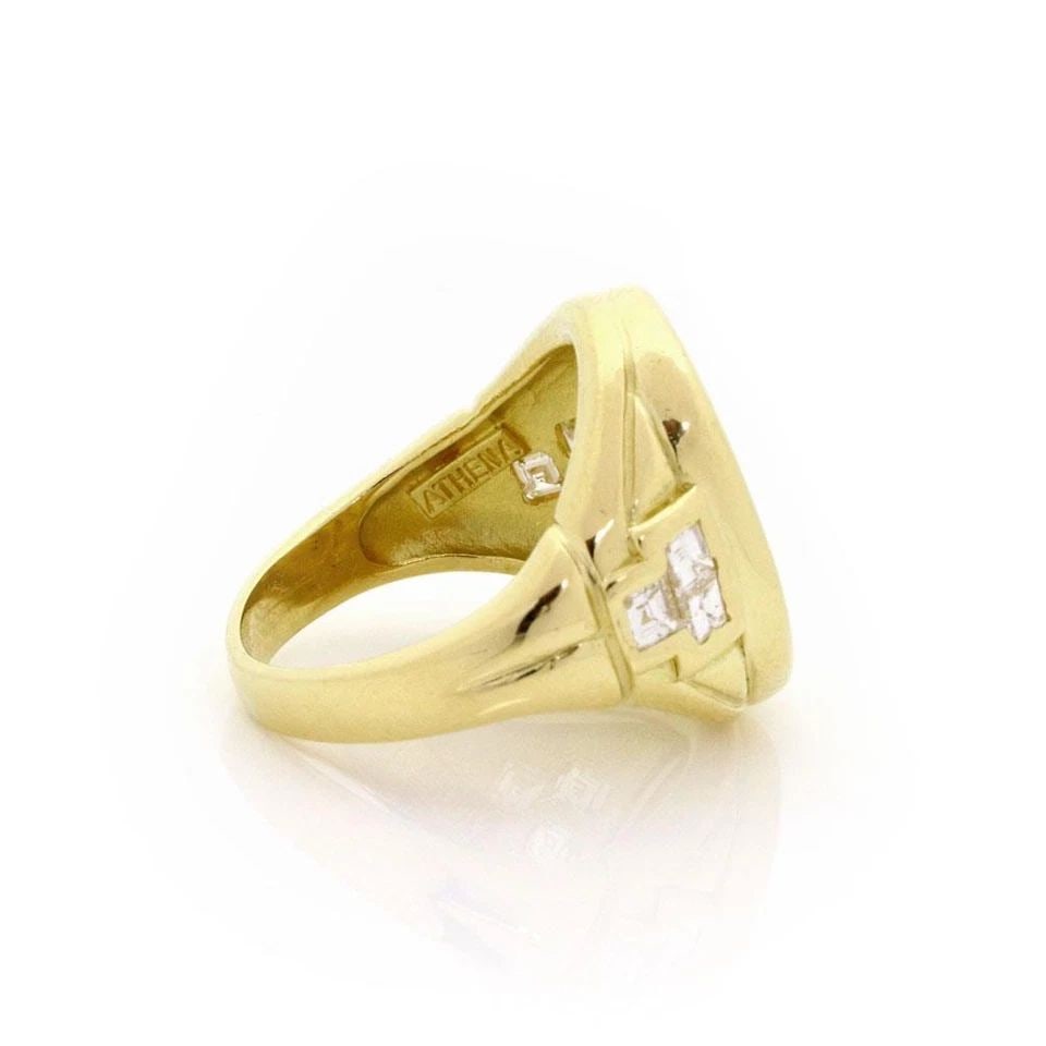 ATHENA DIAMOND RING 18K YELLOW GOLD OVAL COIN STYLE SIZE 5.5 (1 of 2)