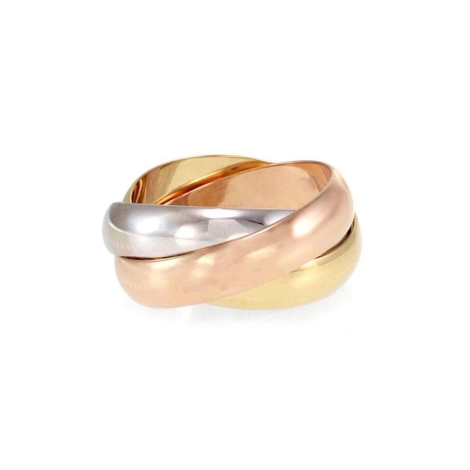 CARTIER TRINITY 18K TRICOLOR GOLD 5MM ROLLING BAND RING SIZE 50-US 5.25 (1 of 2)