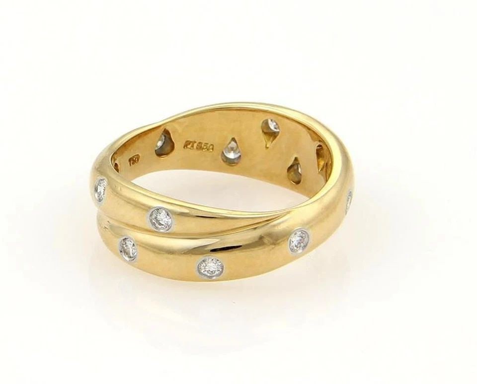 TIFFANY & CO. ETOILE RING CROSSOVER DIAMOND PLATINUM 18K YELLOW GOLD: TIFFANY & CO. ETOILE RING CROSSOVER DIAMOND PLATINUM 18K YELLOW GOLD Tiffany & Co. Etoile Diamond Platinum 18k Gold 7mm Double Band Ring Size 5 Description This beautiful elegant authentic band ring i