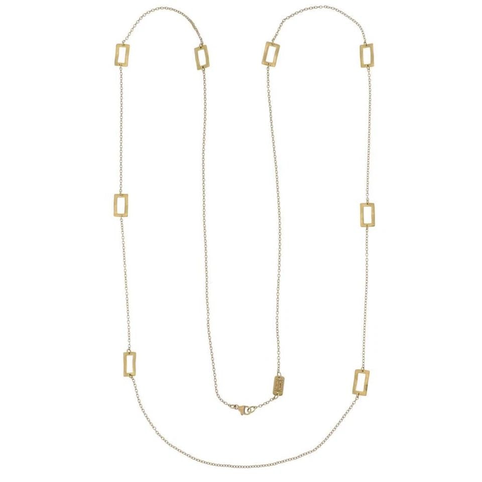 IPPOLITA 18K YELLOW GOLD RECTANGLE HAMMERED MOTIFS 40" LONG CHAIN NECKLACE (1 of 2)