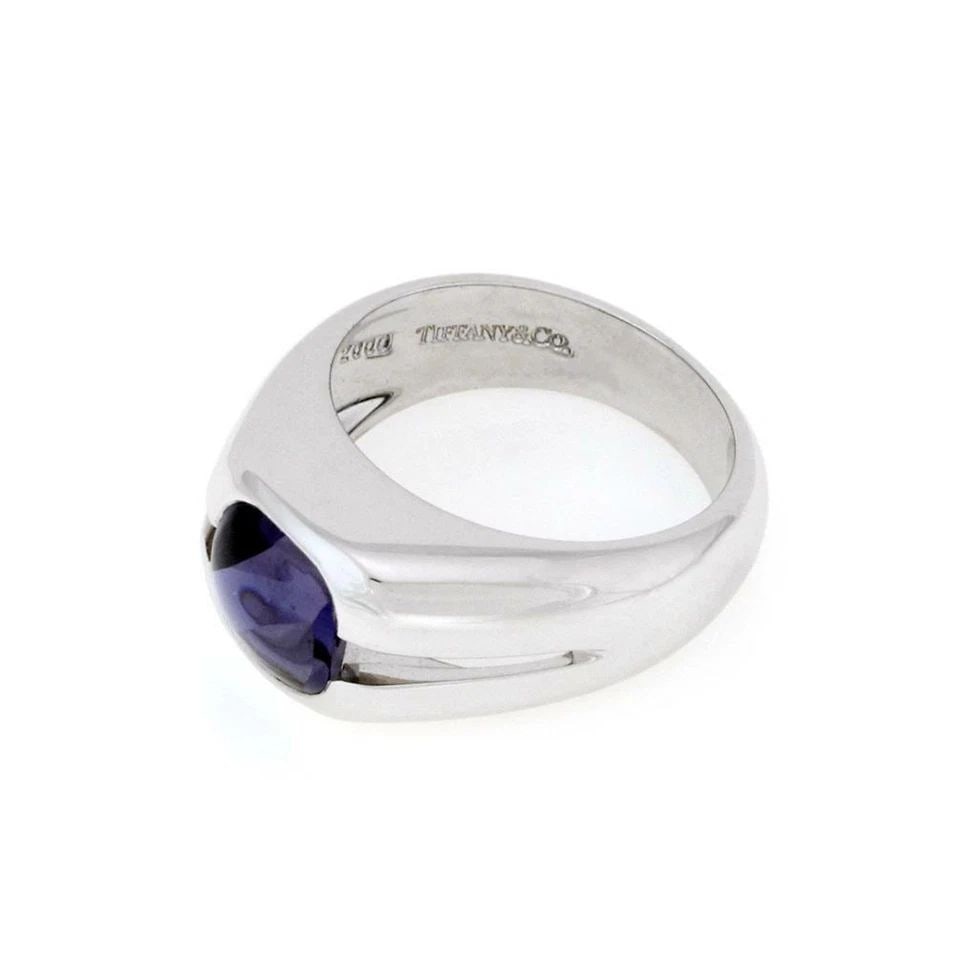 TIFFANY & CO. SOLITAIRE RING IOLITE 18K WHITE GOLD CUSHION SHAPE (1 of 2)