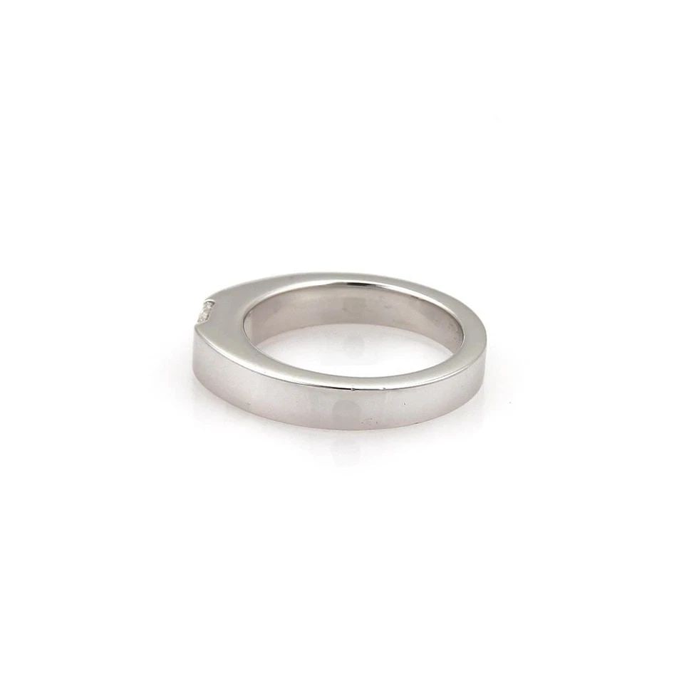 CARTIER DIAMOND GOLD RING 18K WHITE TACK BAND SIZE EU 47-US 4: CARTIER DIAMOND GOLD RING 18K WHITE TACK BAND SIZE EU 47-US 4 This is an authentic solitaire diamond band ring from Cartier; it is crafted from solid 18k white gold with a high polished finish and boa