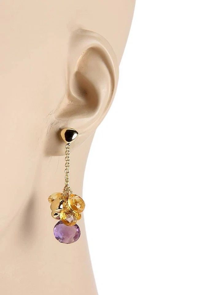 MARCO BICEGO PARADISE GOLD EARRINGS 18K YELLOW BEADED DANGLE STYLE: MARCO BICEGO PARADISE GOLD EARRINGS 18K YELLOW BEADED DANGLE STYLE The Marco Bicego Paradise Gold Earrings are a stunning piece of fine jewelry featuring a vibrant yellow color with beaded dangle styl