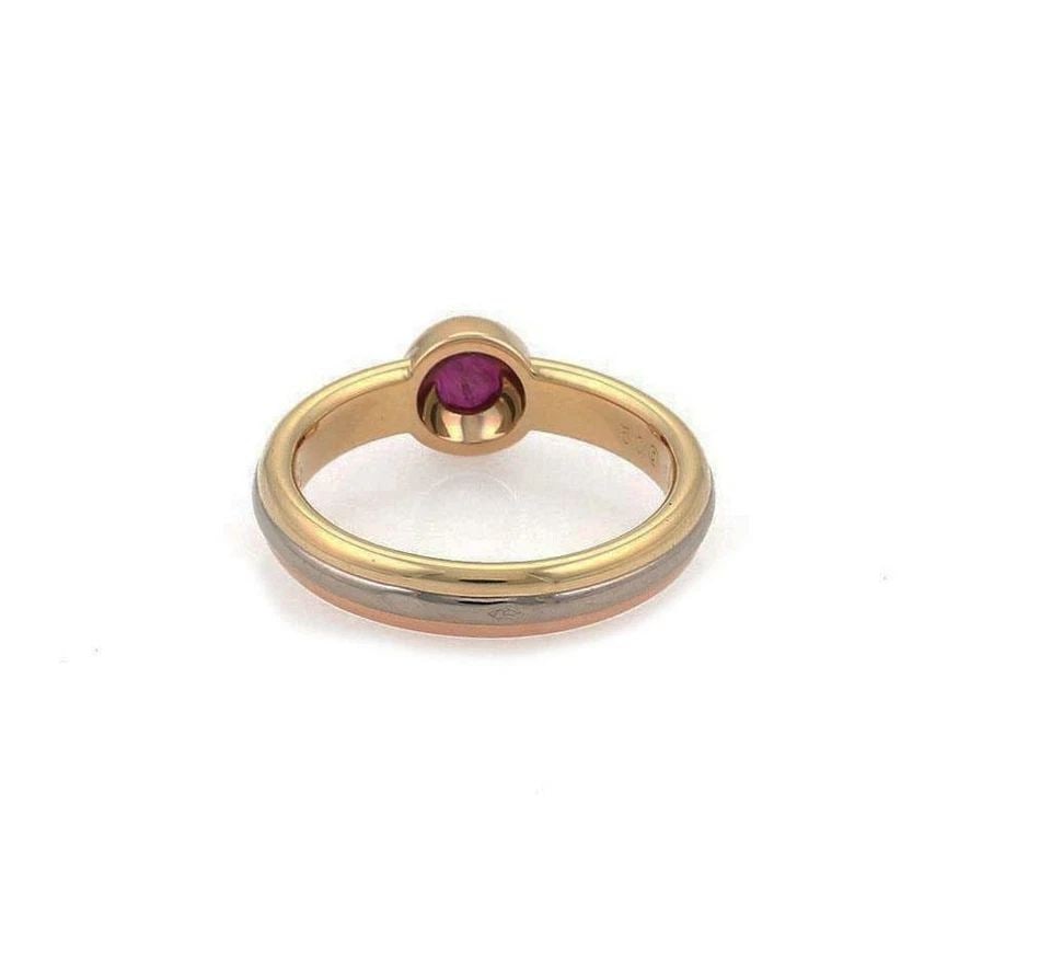 CARTIER 18K TRICOLOR GOLD RUBY SOLITAIRE STACK BAND RING SIZE 49-US 4.5 (1 of 2)
